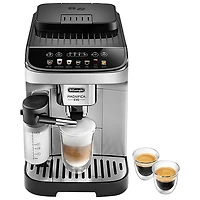 DeLonghi Magnifica Evo Automatic Espresso Maker with Frother & Grinder & Over Ice Function-Silver/Black