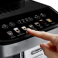 DeLonghi Magnifica Evo Automatic Espresso Maker with Frother & Grinder & Over Ice Function-Silver/Black