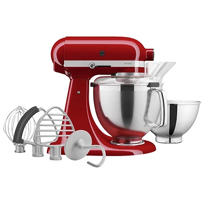 Batteur sur socle à tête inclinable Artisan de KitchenAid avec ensemble d'accessoires de qualité supérieure - 5 pte - 325 W - Rouge empire