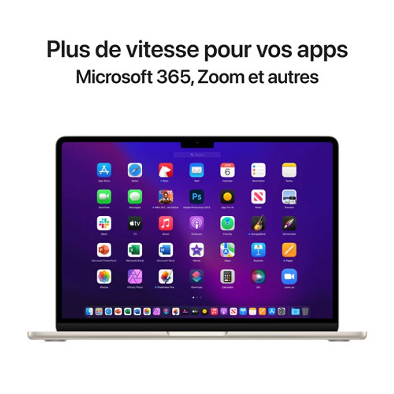 MacBook Air 13,6 po + Touch ID d'Apple (2022) - Comète (puce M2 d'Apple/SSD 256 Go/RAM 8 Go) - Anglais
