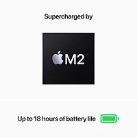 MacBook Air 13,6 po + Touch ID d'Apple (2022) - Comète (puce M2 d'Apple/SSD 256 Go/RAM 8 Go) - Anglais