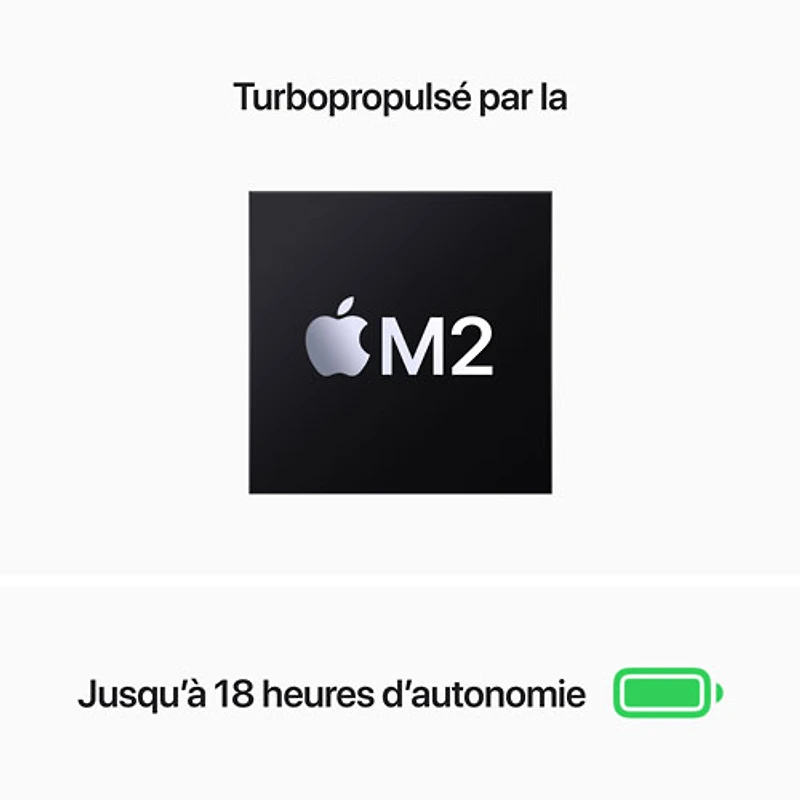 MacBook Air 13,6 po + Touch ID d'Apple (2022) - Comète (puce M2 d'Apple/SSD 256 Go/RAM 8 Go) - Anglais