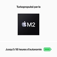 MacBook Air 13,6 po + Touch ID d'Apple (2022) - Comète (puce M2 d'Apple/SSD 256 Go/RAM 8 Go) - Anglais