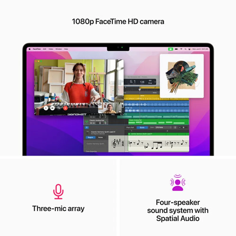 MacBook Air 13,6 po + Touch ID d'Apple (2022) - Comète (puce M2 d'Apple/SSD 256 Go/RAM 8 Go) - Anglais
