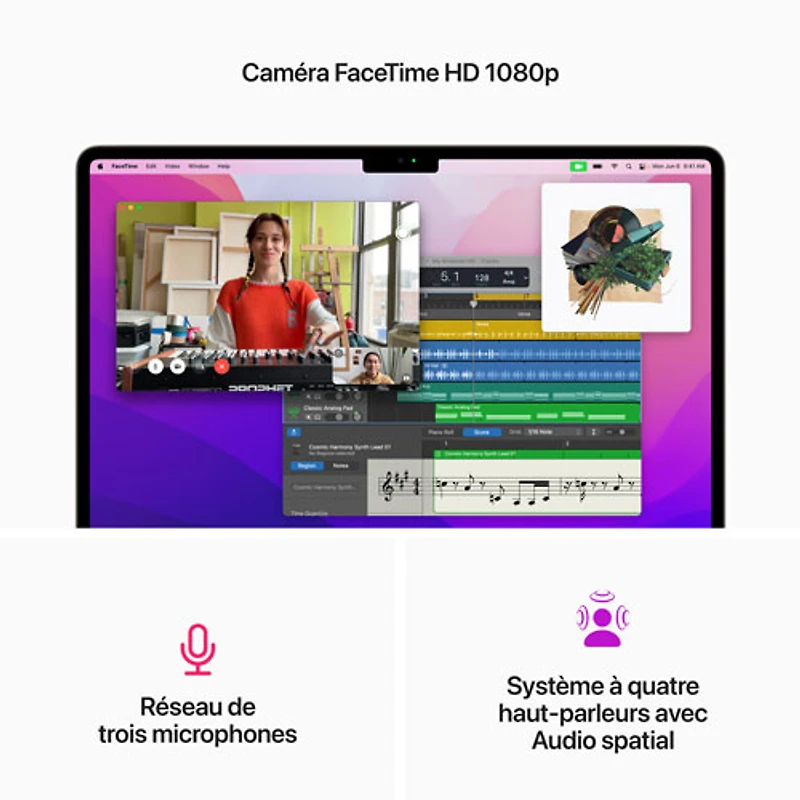 MacBook Air 13,6 po + Touch ID d'Apple (2022) - Comète (puce M2 d'Apple/SSD 256 Go/RAM 8 Go) - Anglais