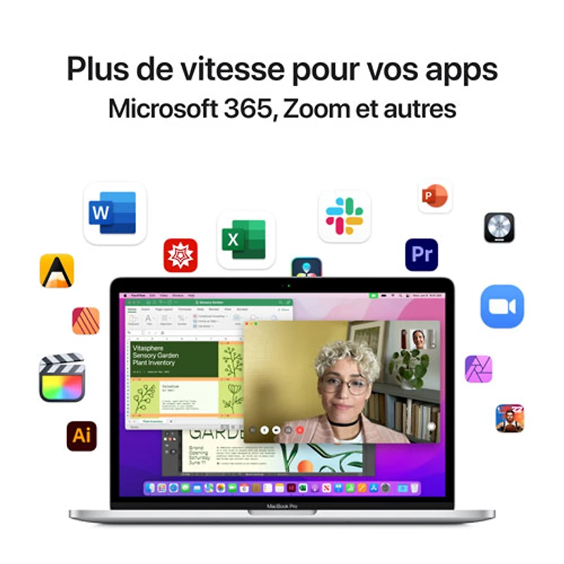 MacBook Pro 13,3 po + Touch Bar Apple (2022) - Argenté (puce M2 d'Apple/SSD 512 Go/RAM 8 Go) - Français