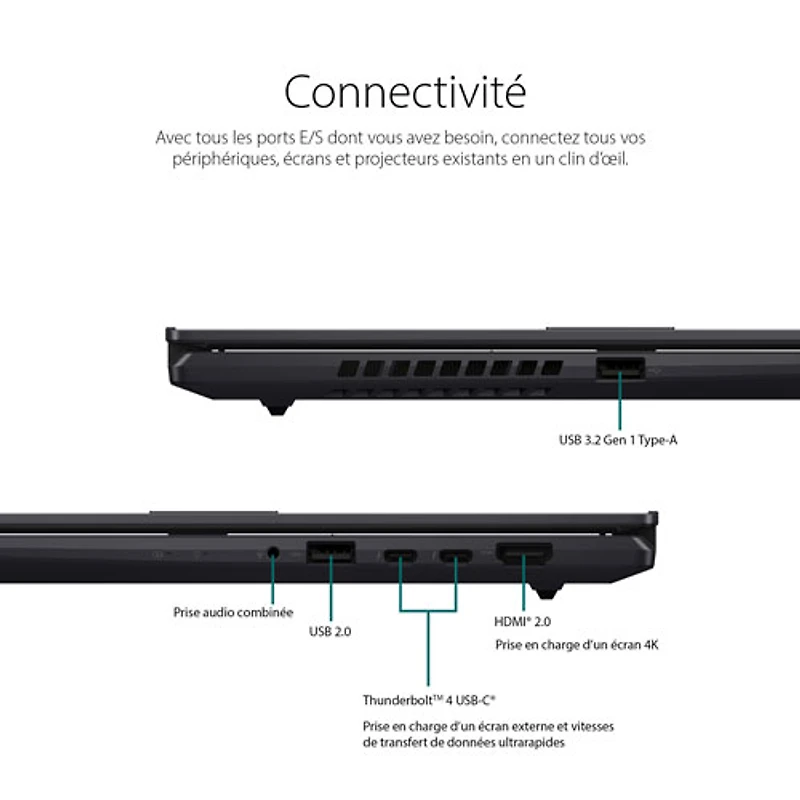 Portable DELO de 15,6 po VivoBook S d'ASUS - Noir (Evo i7-12700H d'Intel/SSD 1 To/RAM 16 Go/Windows 11)