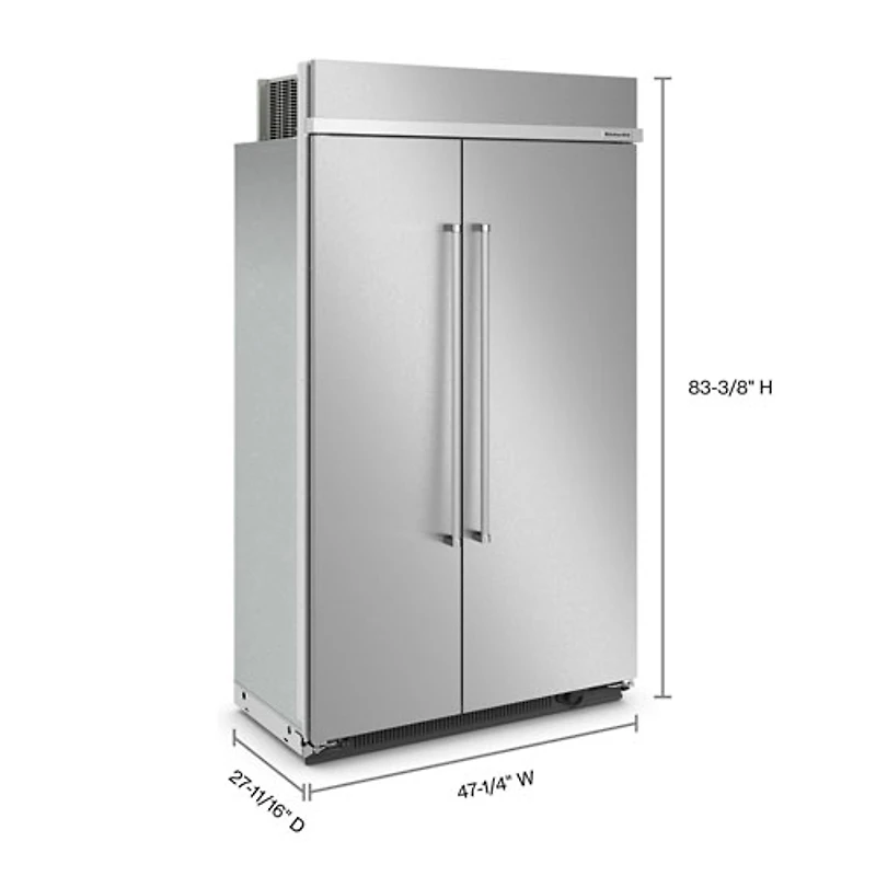 Réfrigérateur à congélateur juxtaposé 30 pi³ 48 po de KitchenAid (KBSN708MPS) - Acier inoxydable