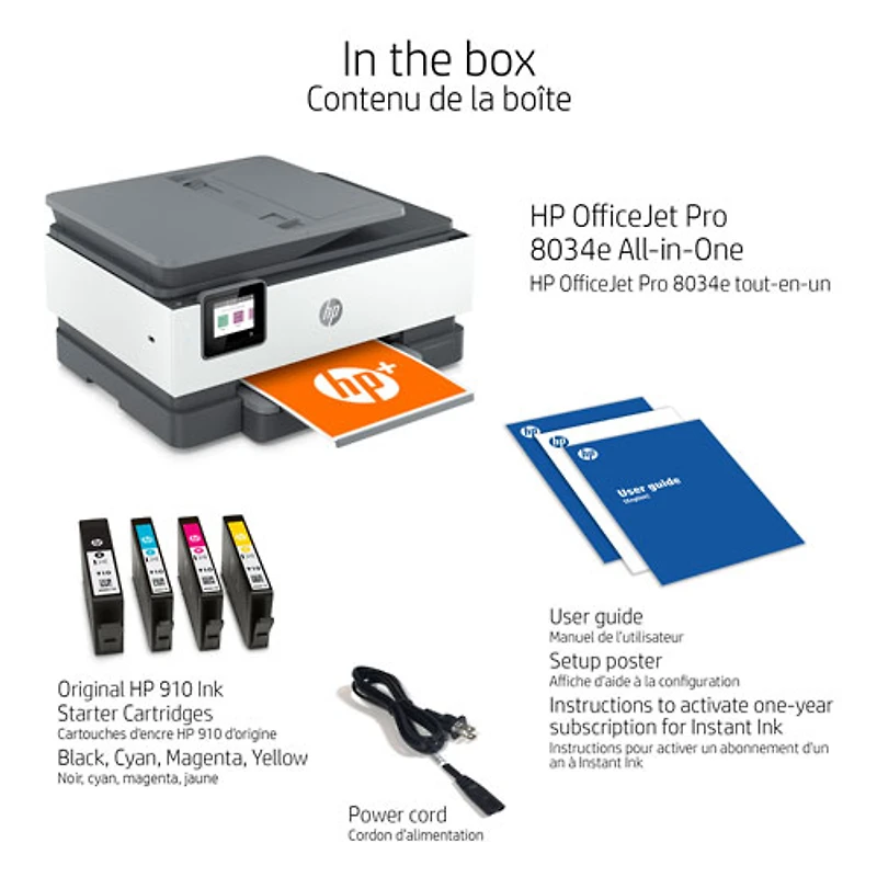 Imprimante à jet d'encre tout-en-un OfficeJet Pro 8034e de HP - Essai de 1 an de Instant Ink de HP inclus* - Exclusivité de Best Buy