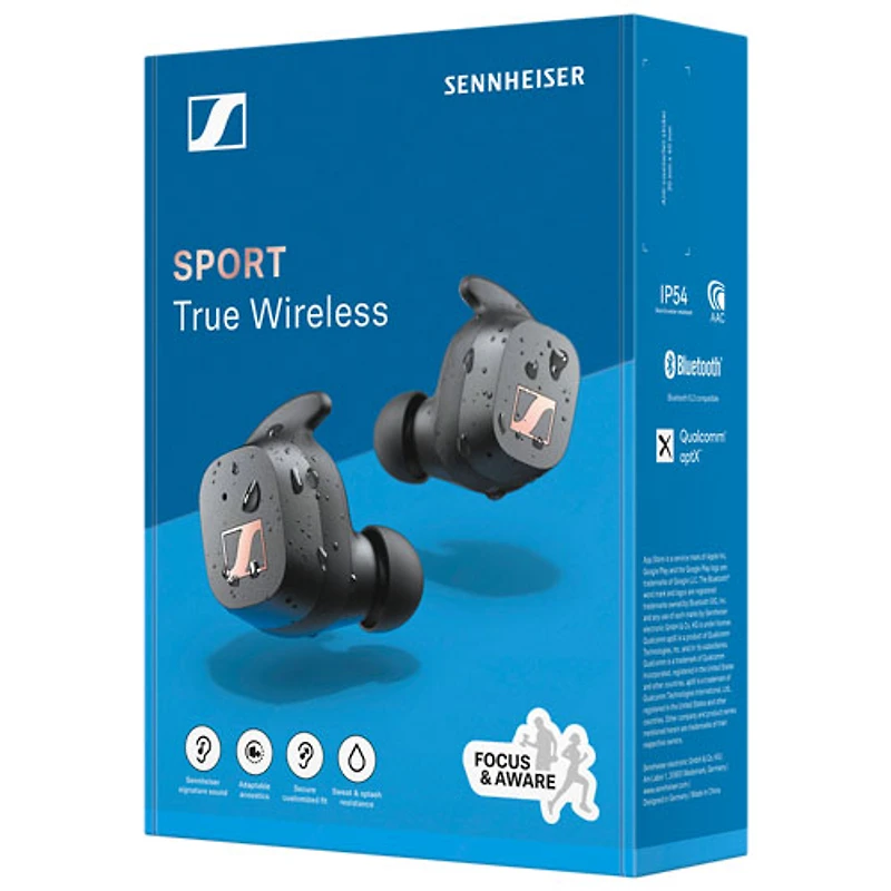 Écouteurs boutons 100 % sans fil à isolation sonore SPORT de Sennheiser - Noir