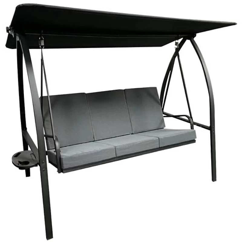 Corriveau Deluxe 3-Seater Metal Patio Porch Swing - Black