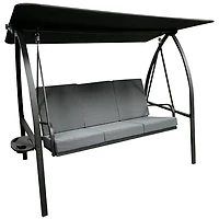 Corriveau Deluxe 3-Seater Metal Patio Porch Swing - Black