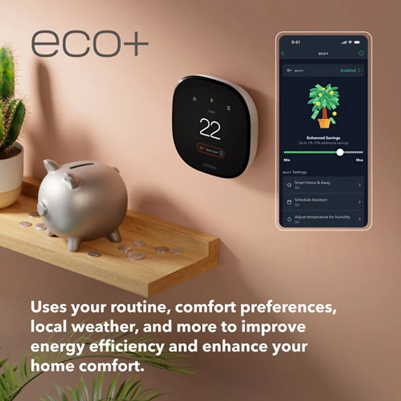 ecobee Wi-Fi Smart Thermostat Enhanced - Black