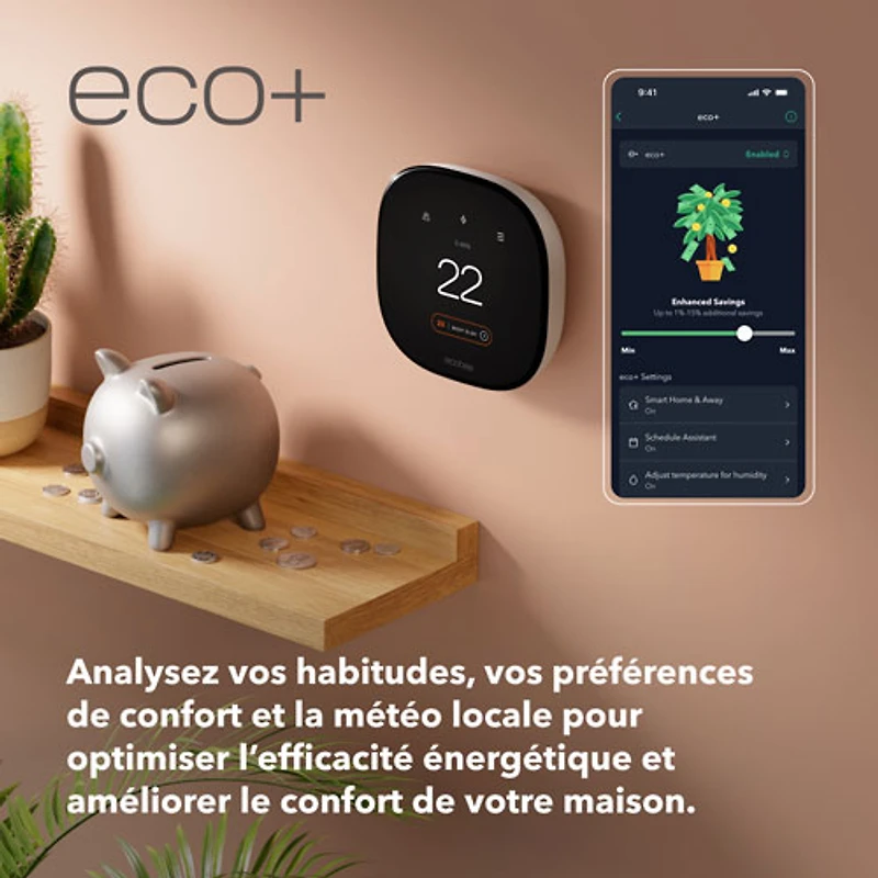ecobee Wi-Fi Smart Thermostat Enhanced - Black