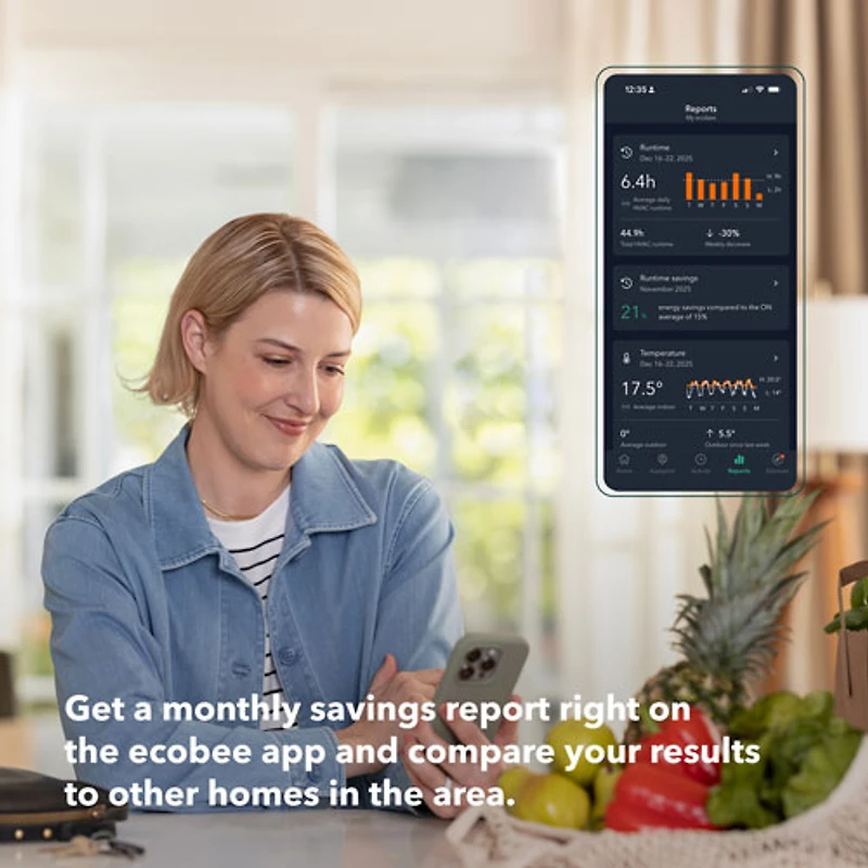 Thermostat intelligent Wi-Fi amélioré d'ecobee - Noir