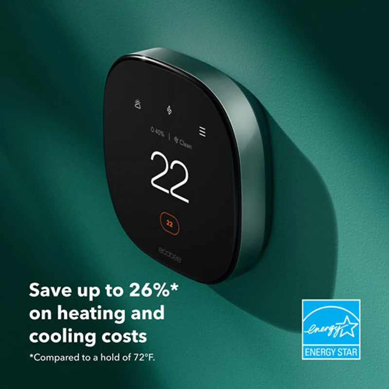 Thermostat intelligent Wi-Fi haut de gamme d'ecobee - Noir