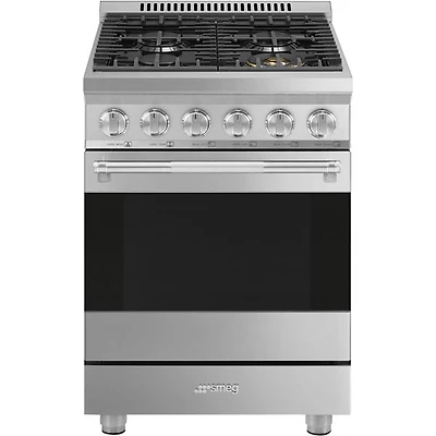 Cuisinière à induction autonome à convection véritable 2,8 pi³ 24 po de Smeg (SPR24UGGX) - Inox