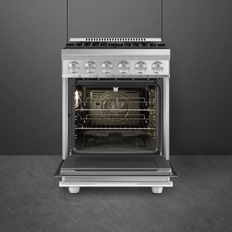 Cuisinière à induction autonome à convection véritable 2,8 pi³ 24 po de Smeg (SPR24UGGX) - Inox