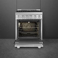 Cuisinière à induction autonome à convection véritable 2,8 pi³ 24 po de Smeg (SPR24UGGX) - Inox