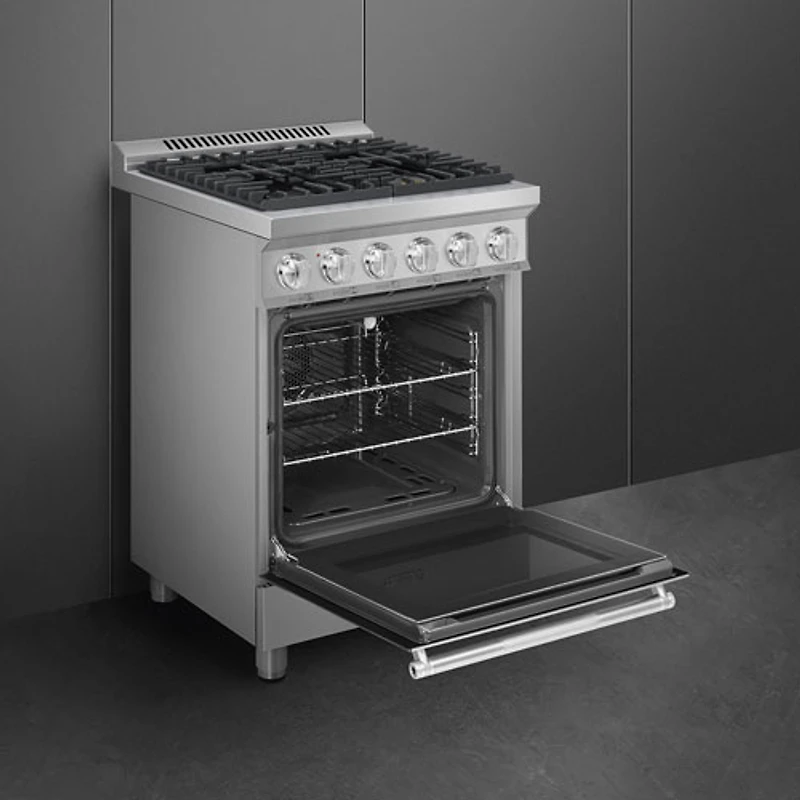 Cuisinière à induction autonome à convection véritable 2,8 pi³ 24 po de Smeg (SPR24UGGX) - Inox