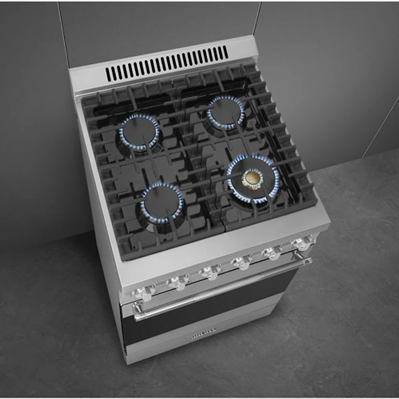 Cuisinière à induction autonome à convection véritable 2,8 pi³ 24 po de Smeg (SPR24UGGX) - Inox