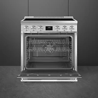Smeg 30" 4.6 Cu. Ft. True Convection Freestanding Induction Range (SPR30UIMX) - Stainless Steel