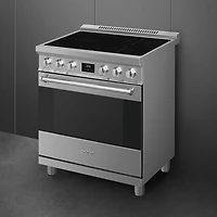 Smeg 30" 4.6 Cu. Ft. True Convection Freestanding Induction Range (SPR30UIMX) - Stainless Steel