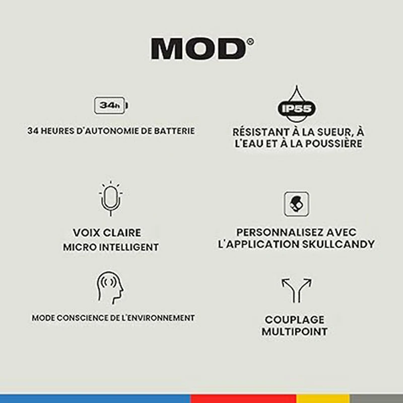 Écouteurs boutons 100 % sans fil à isolation sonore Mod de Skullcandy - Noir profond