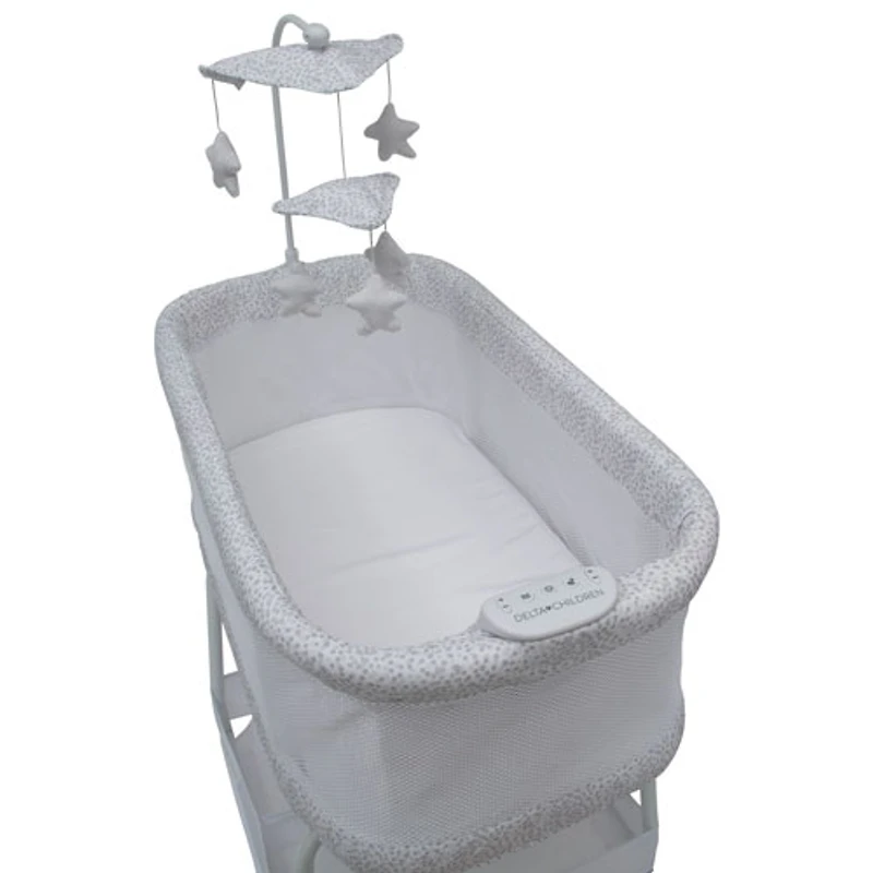 Berceau Sweet Breeze de Delta Children avec filet Airflow - Blanc/Gris