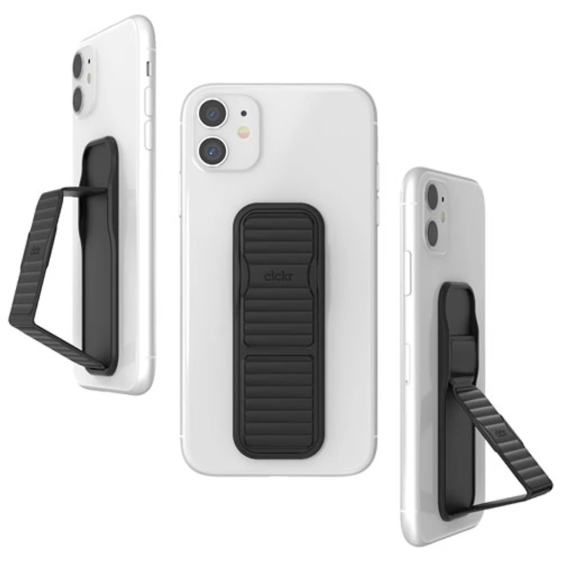 CLCKR Universal Cell Phone Grip & Stand - Pebbled Black