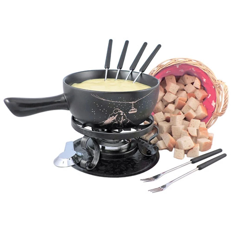 Service à fondue de 9 pièces en céramique Gruyere de Swissmar (F66901) - Noir