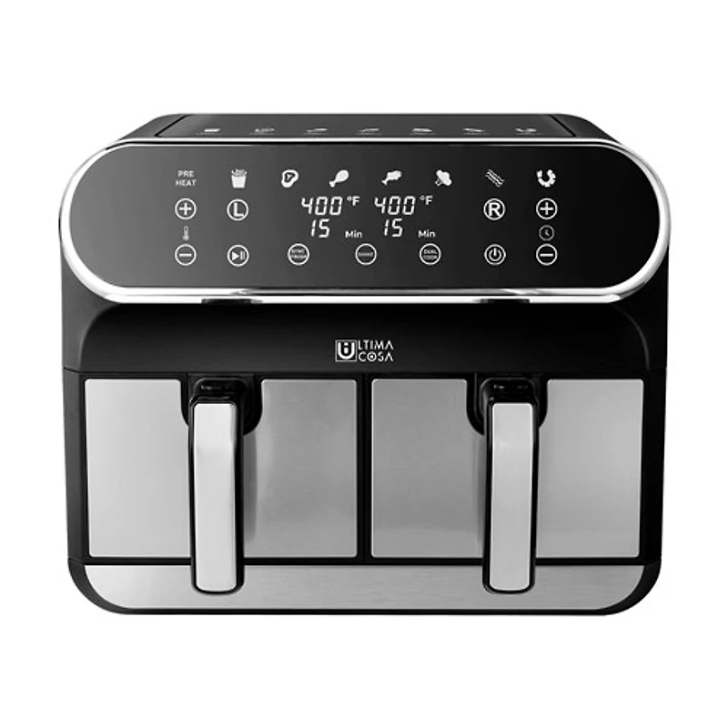 Friteuse à air chaud numérique à deux zones d'Ultima Cosa - 8 l/8,5 pte - Acier inoxydable noir - Exclusivité de Best Buy
