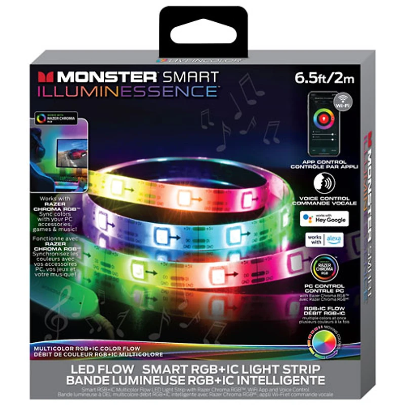 Bande lumineuse DEL activée par le son Smart de Monster - 2 m (6,56 pi)