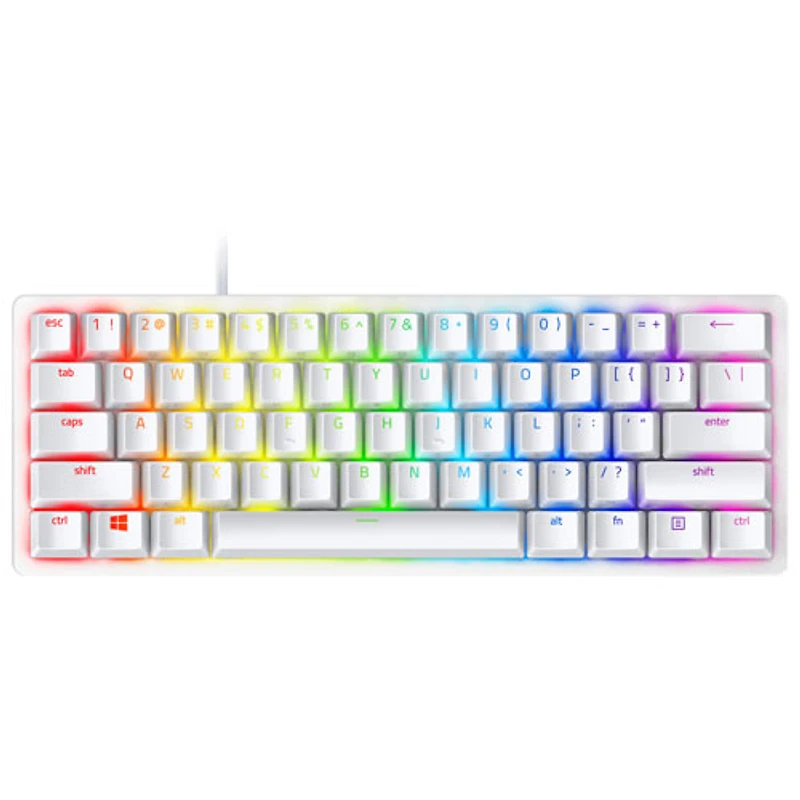 Razer Hunstman Backlit Mechanical Doubleshot PBT Clicky TKL Ergonomic Gaming Keyboard -Mercury -English