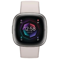 Montre intelligente Sense 2 de Fitbit avec moniteur de fréquence cardiaque - Blanc lunaire