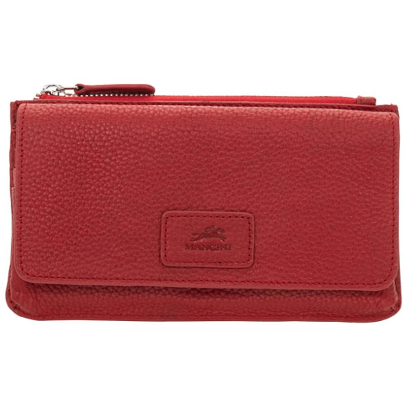 Mancini Pebble RFID Genuine Leather Bi-fold Wallet - Red