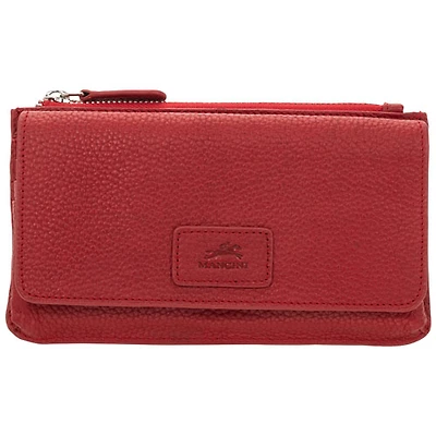 Mancini Pebble RFID Genuine Leather Bi-fold Wallet - Red