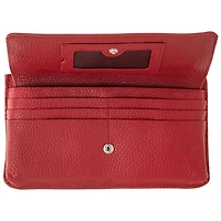 Mancini Pebble RFID Genuine Leather Bi-fold Wallet - Red