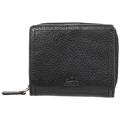Mancini Pebble RFID Genuine Leather Bi-fold 7-Slot Clutch Wallet - Black