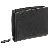 Mancini Pebble RFID Genuine Leather Bi-fold 7-Slot Clutch Wallet - Black