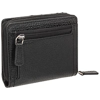 Mancini Pebble RFID Genuine Leather Bi-fold 7-Slot Clutch Wallet - Black