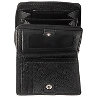 Mancini Pebble RFID Genuine Leather Bi-fold 7-Slot Clutch Wallet - Black
