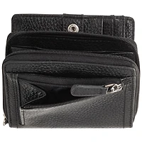 Mancini Pebble RFID Genuine Leather Bi-fold 7-Slot Clutch Wallet - Black