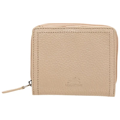 Pochette-portefeuille RFID en cuir véritable à deux volets et 7 fentes Pebble de Mancini - Os