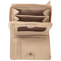 Pochette-portefeuille RFID en cuir véritable à deux volets et 7 fentes Pebble de Mancini - Os