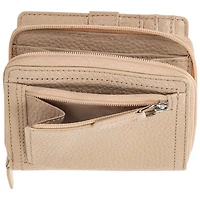 Pochette-portefeuille RFID en cuir véritable à deux volets et 7 fentes Pebble de Mancini - Os