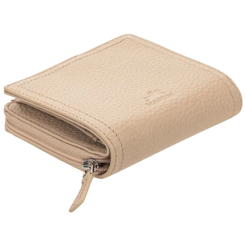 Pochette-portefeuille RFID en cuir véritable à deux volets et 7 fentes Pebble de Mancini - Os