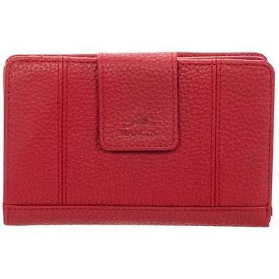 Pochette-portefeuille RFID en cuir véritable à deux volets et 17 fentes Pebble de Mancini - Rouge