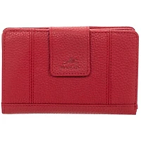 Pochette-portefeuille RFID en cuir véritable à deux volets et 17 fentes Pebble de Mancini - Rouge