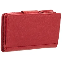 Pochette-portefeuille RFID en cuir véritable à deux volets et 17 fentes Pebble de Mancini - Rouge